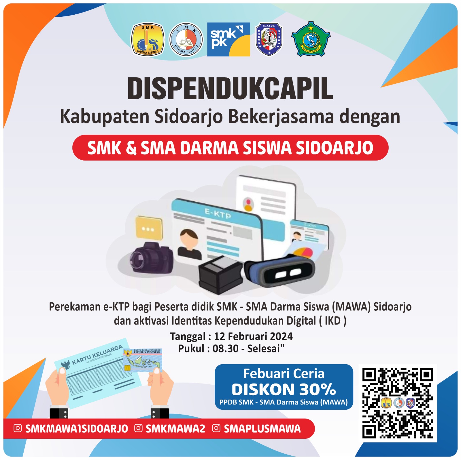 Dispendukcapil Bekerjasama Dengan SMK & SMA Plus Darma Siswa Sidoarjo Menyelenggarakan Perekaman e-KTP Bagi Peserta Didik