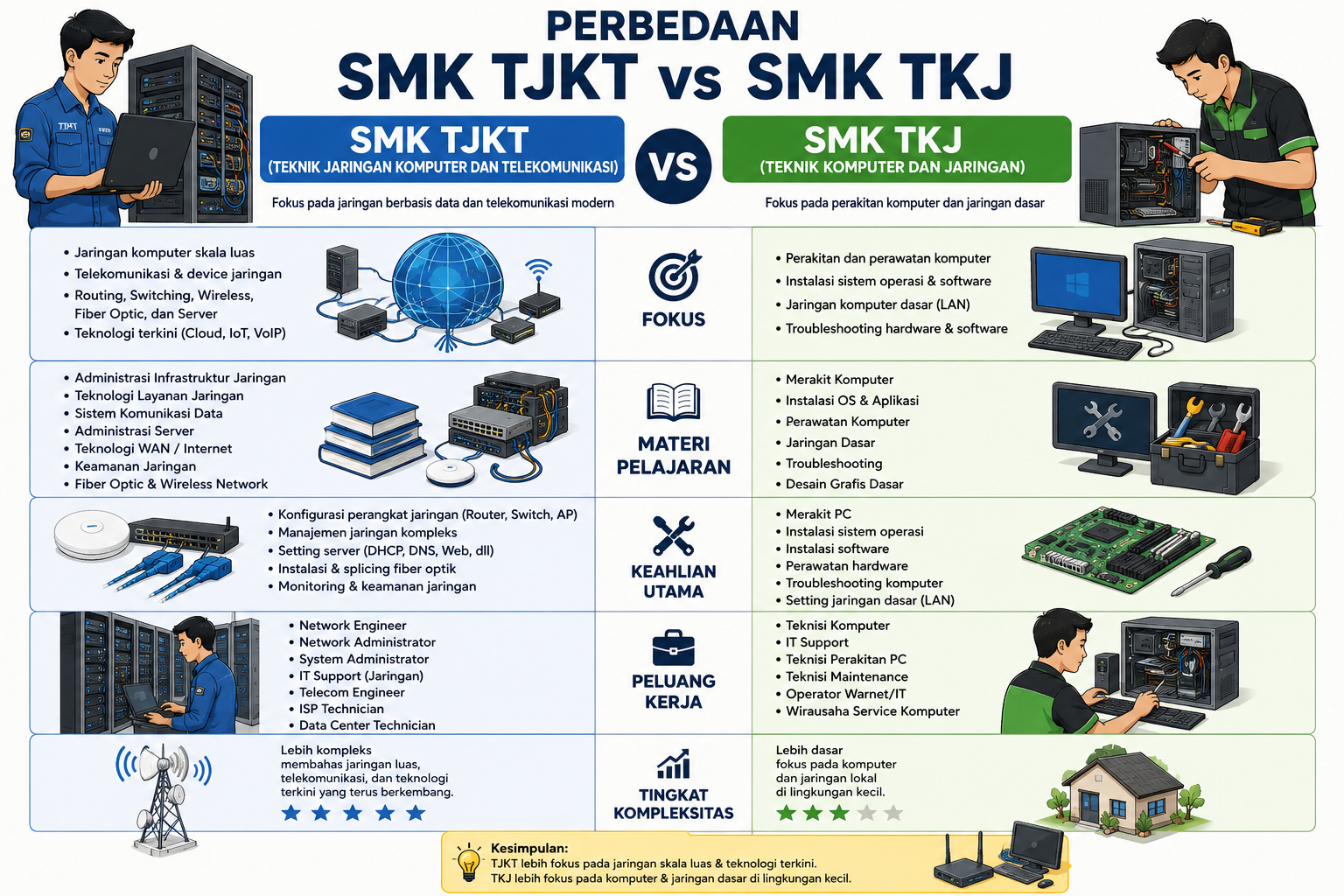You are currently viewing TKJ vs TJKT: Membongkar Perbedaan Jurusan Jaringan Komputer di SMK